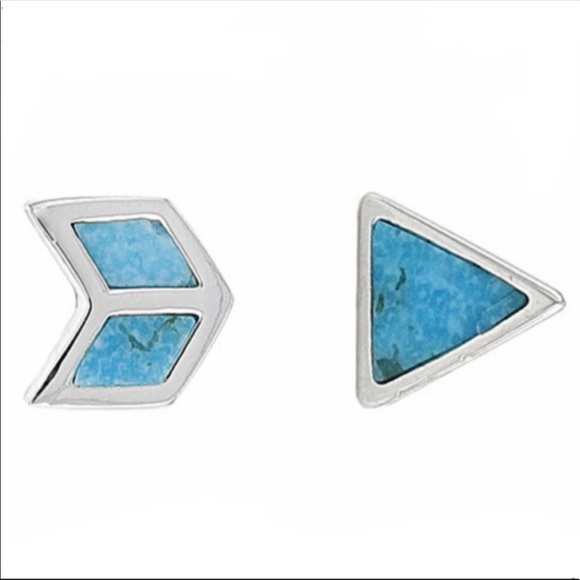 Turquoise sterling silver overbrass arrow earrings - Picture 3 of 4